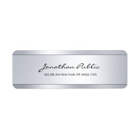 Elegante moderne Handschrift Silber-Rücksendeadres (Vorne)