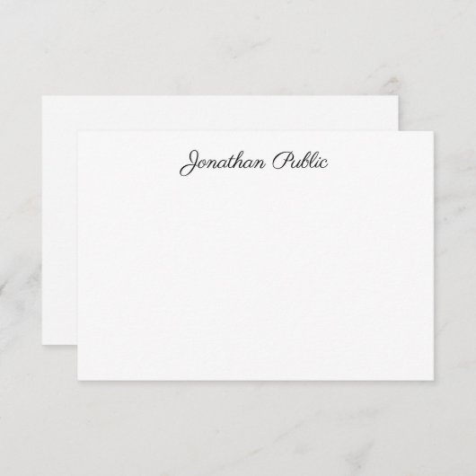 Elegante moderne Handwriting-Skriptnamenvorlage Mitteilungskarte (Vorne/Hinten)