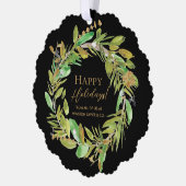 Elegante Moderne Happy Holidays Wreath Ornament Karte (Links)