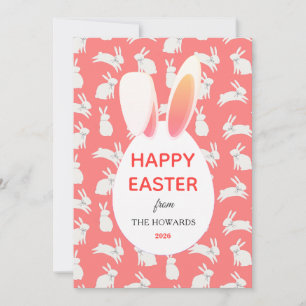 Elegante moderne Hasenmuster Frohe Ostern Foto Feiertagskarte