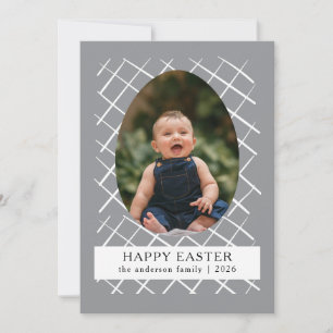 Elegante moderne Hasenmuster Frohe Ostern Foto Feiertagskarte