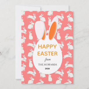 Elegante moderne Hasenmuster Frohe Ostern Foto Feiertagskarte