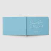 Elegante moderne, hellblaue Skriptschrift Custom W Gästebuch (Voll)