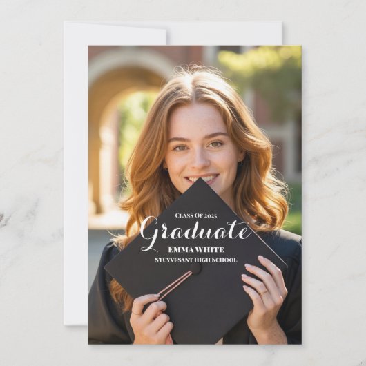 Elegante Moderne High School Abschluss Ankündigung (Vorderseite)