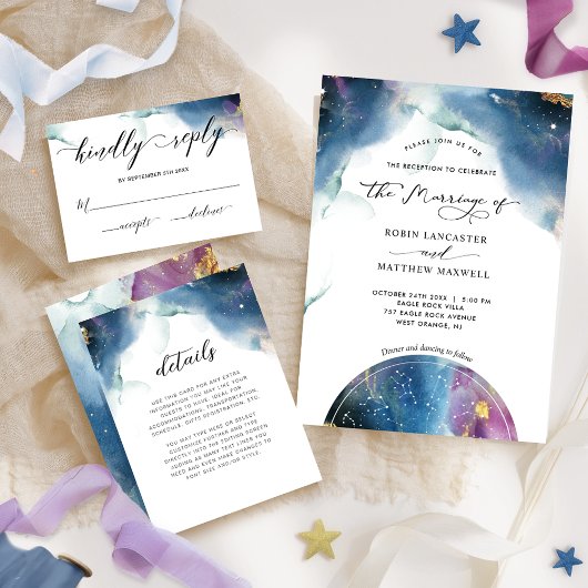 Elegante, moderne Himmelskonstellationen - Eheschl Einladung