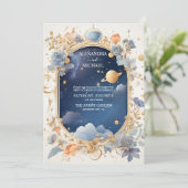 Elegante, moderne Himmelskonstellationen Hochzeit Einladung (Stehend Vorderseite)