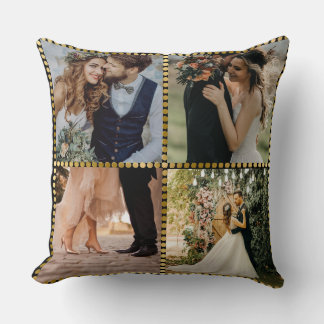 Elegante moderne Hochzeit 4 Foto goldener Rahmen Kissen