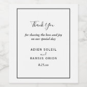 Elegante moderne Hochzeit Danke Weinlabel Weinetikett (Einzelnes Label)