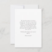 Elegante moderne Hochzeit Dankeschön-Karte Dankeskarte (Rückseite)