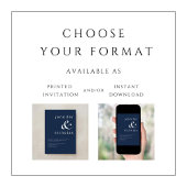 Elegante moderne Hochzeit der Marine Einladung