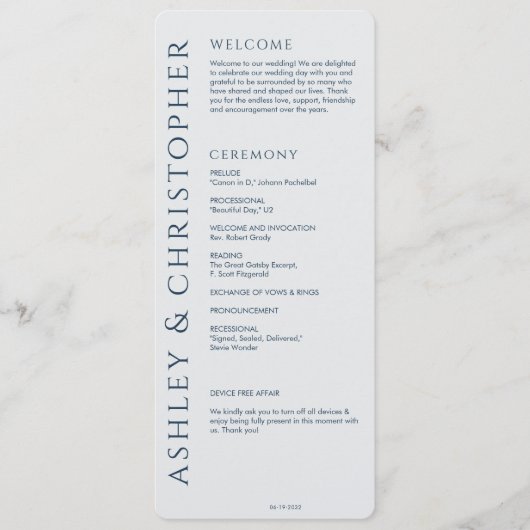 Elegante moderne Hochzeit der Marine Programm (Vorderseite)