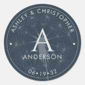 Elegante moderne Hochzeit der Marine Runder Aufkleber (Vorderseite)