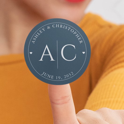 Elegante moderne Hochzeit der Marine Runder Aufkleber