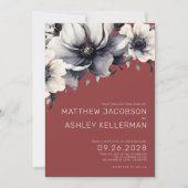 Elegante Moderne Hochzeit der Roten Flora Einladung (Vorderseite)