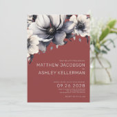 Elegante Moderne Hochzeit der Roten Flora Einladung (Stehend Vorderseite)