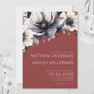 Elegante Moderne Hochzeit der Roten Flora Einladung