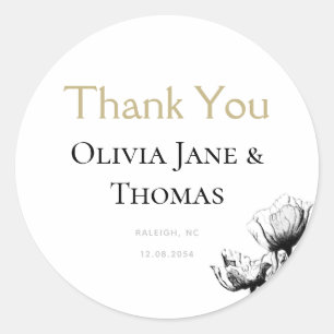 Elegante Moderne Hochzeit der Rustikalen Schwarzen Runder Aufkleber