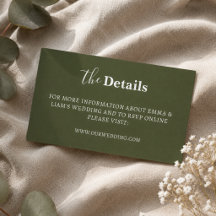 Elegante moderne Hochzeit Details Beilagekarten