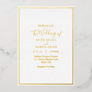 Elegante moderne Hochzeit Goldfolie-Einladung Folieneinladung