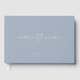 Elegante Moderne Hochzeit in Blau und Silber Gästebuch