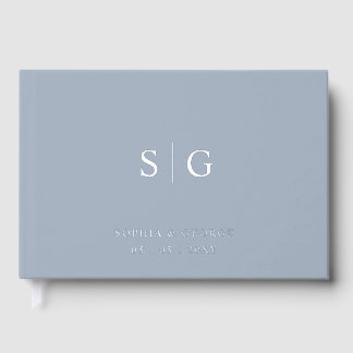 Elegante Moderne Hochzeit in Blau und Silber Gästebuch