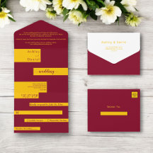 Elegante moderne Hochzeit mit Burgund und Gold-Chi