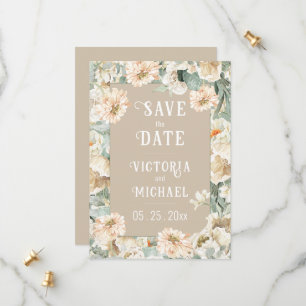 Elegante moderne Hochzeit mit floralem Muster Save The Date