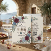 Elegante moderne Hochzeit mit QR-Code Rose Einladung