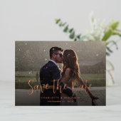 Elegante moderne Hochzeit retten Datum-Ankündigung Folieneinladung (Stehend vorne)