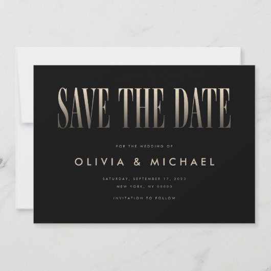 Elegante moderne Hochzeit rettet das Datum Save The Date (Vorderseite)