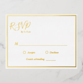 Elegante Moderne Hochzeit RSVP Gold Foil Postkarte