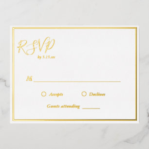 Elegante Moderne Hochzeit RSVP Gold Foil Postkarte