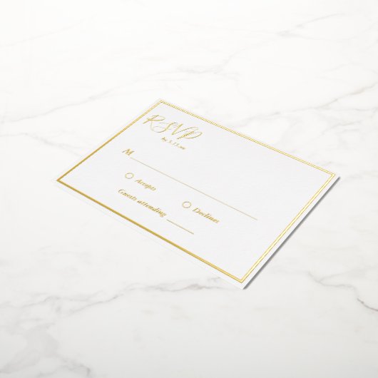 Elegante Moderne Hochzeit RSVP Gold Foil Postkarte (Gedreht)