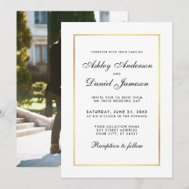 Elegante Moderne Hochzeit Schwarz-weiß einladen - Einladung