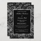 Elegante moderne Hochzeit Schwarz-weiße Einladung (Vorne/Hinten)