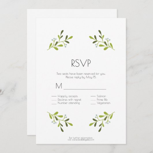 Elegante moderne Hochzeit. UAWG mit Essensmöglichk Einladung (Vorne/Hinten)