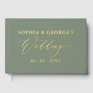 Elegante Moderne Hochzeit und Gold Gästebuch