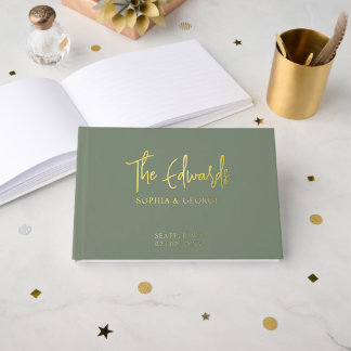 Elegante Moderne Hochzeit und Gold Gästebuch