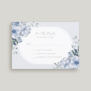 Elegante Moderne Hochzeit von Blauer Flora RSVP Karte