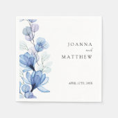 Elegante Moderne Hochzeit von Blauer Flora Serviette (Vorderseite)