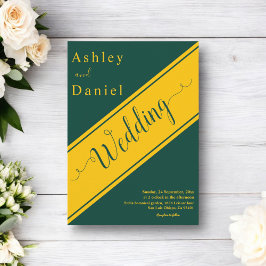 Elegante moderne Hochzeit von Green und Gold Luxur Einladung