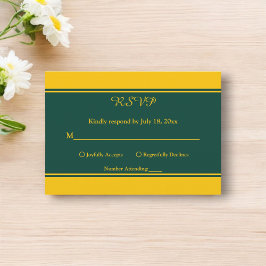 Elegante moderne Hochzeit von Green und Gold Luxur RSVP Karte