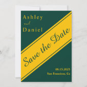 Elegante moderne Hochzeit von Green und Gold Luxur Save The Date (Vorderseite)