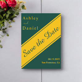 Elegante moderne Hochzeit von Green und Gold Luxur Save The Date