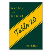 Elegante moderne Hochzeit von Green und Gold Luxur Tischnummer (Vorderseite)