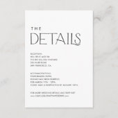 Elegante moderne Hochzeitdetails Begleitkarte (Vorderseite)
