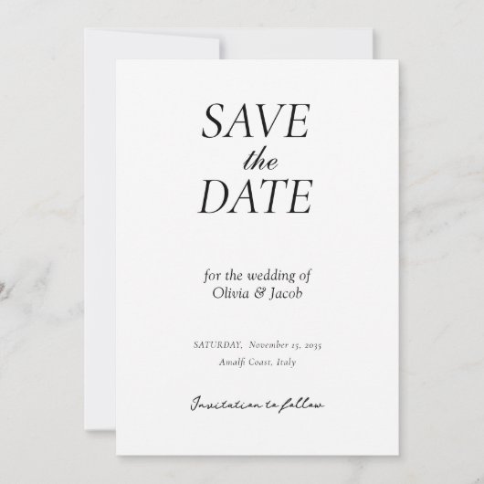 Elegante moderne Hochzeiten retten das Datum Save The Date (Vorderseite)
