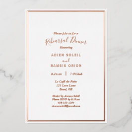 Elegante Moderne Hochzeitsdinner Probe Rose Gold Folieneinladung