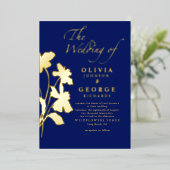 Elegante moderne Hochzeitsinie Folieneinladung (Stehend vorne)