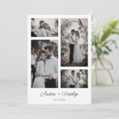 Elegante Moderne Hochzeitskollage Foto Dankeskarte (Stehend Vorderseite)